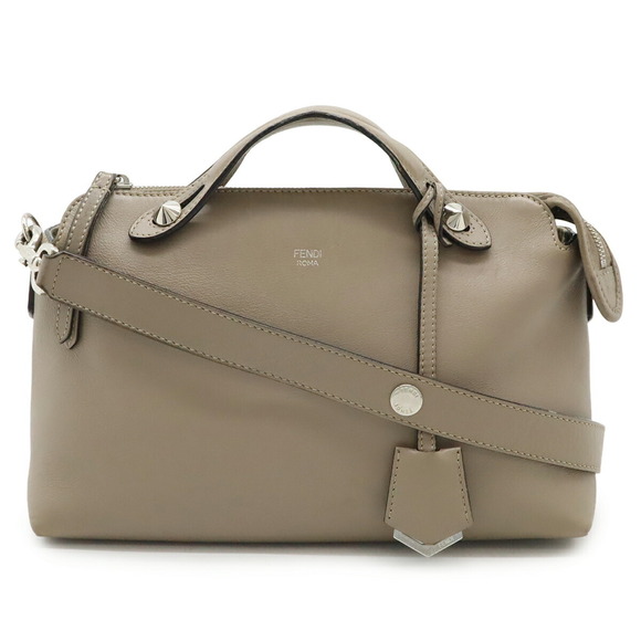 FENDI Gray Leather Shoulder Bag